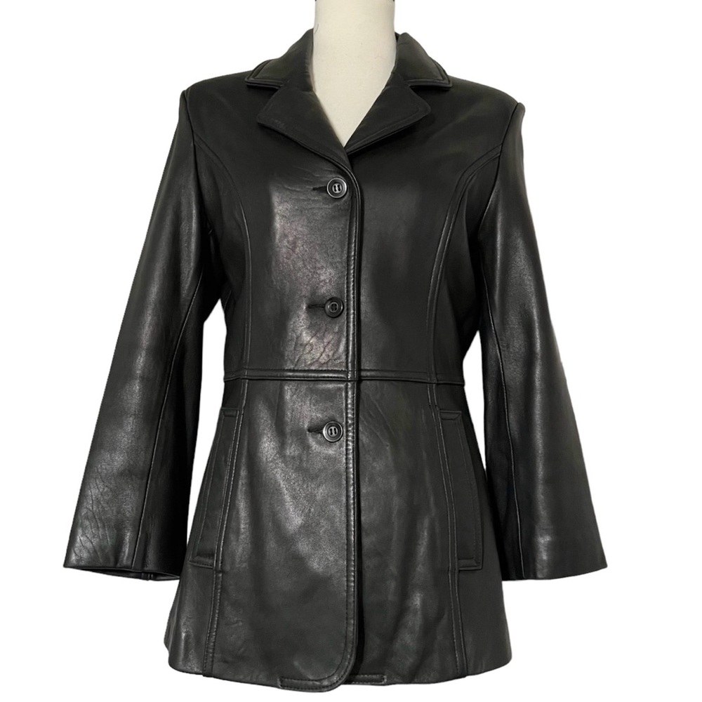 Luis‎ Alvear Black Blazer Leather Buttersoft Jacket 100% Leather Button Closure